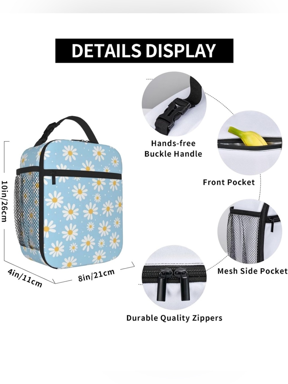 Blue Daisy Insulated Lunch Box for Kids - Picture 4 of 6